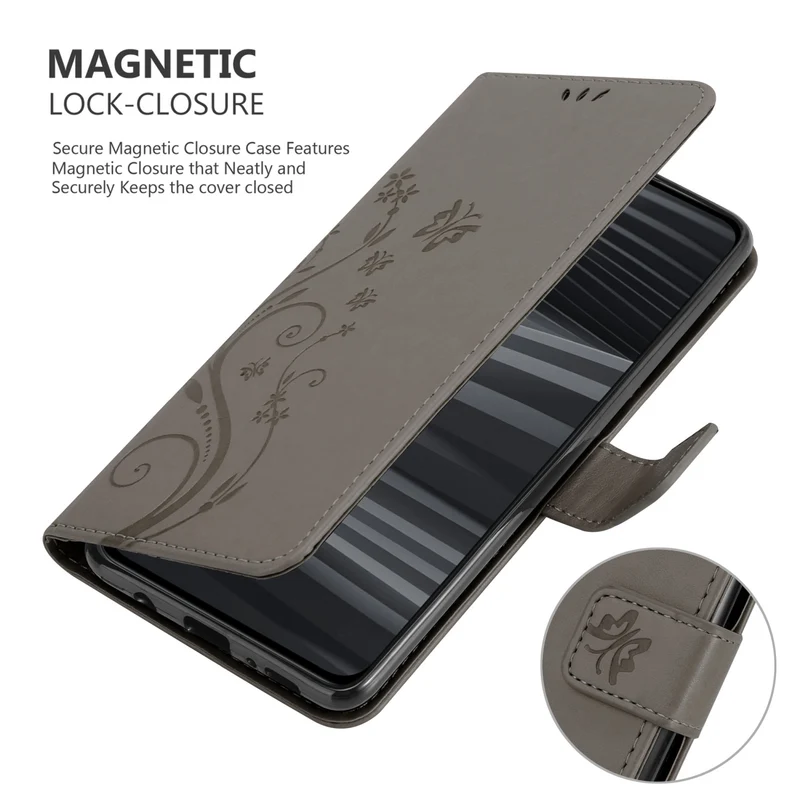 Cadorabo Hülle kompatibel mit Realme GT 2 PRO Schutzhülle im Blumen Design mit Magnetverschluss, Standfunktion und Kartenfächern