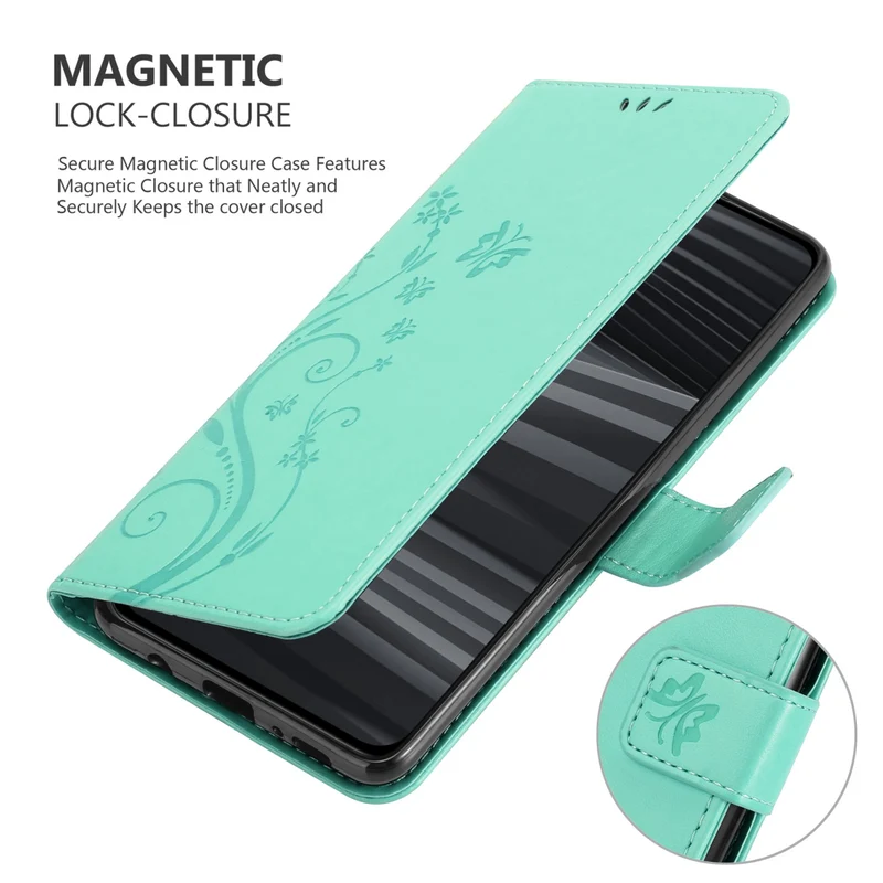 Cadorabo Hülle kompatibel mit Realme GT 2 PRO Schutzhülle im Blumen Design mit Magnetverschluss, Standfunktion und Kartenfächern
