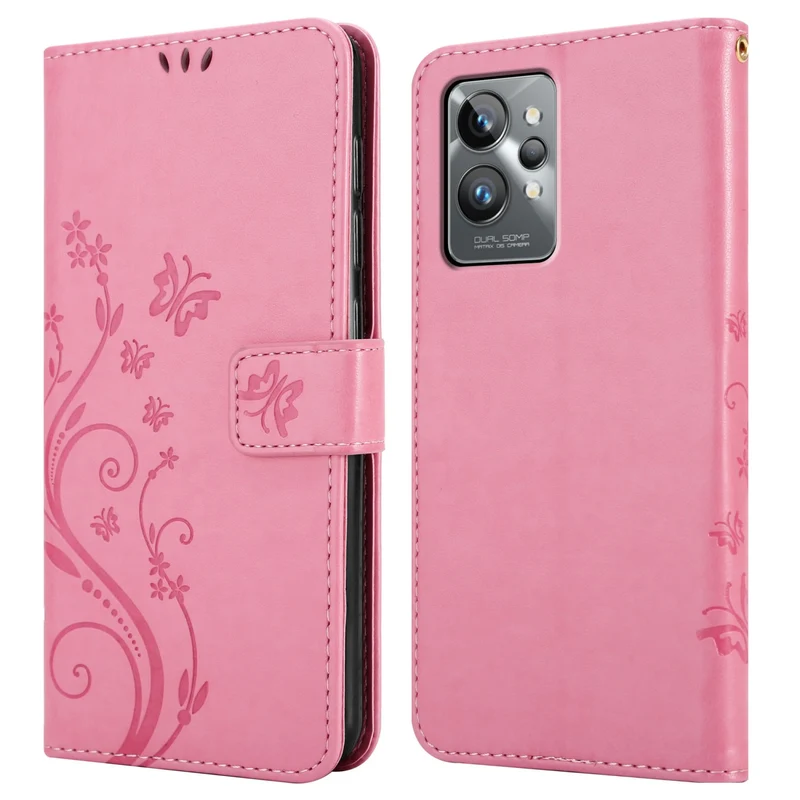Cadorabo Hülle kompatibel mit Realme GT 2 PRO Schutzhülle im Blumen Design mit Magnetverschluss, Standfunktion und Kartenfächern
