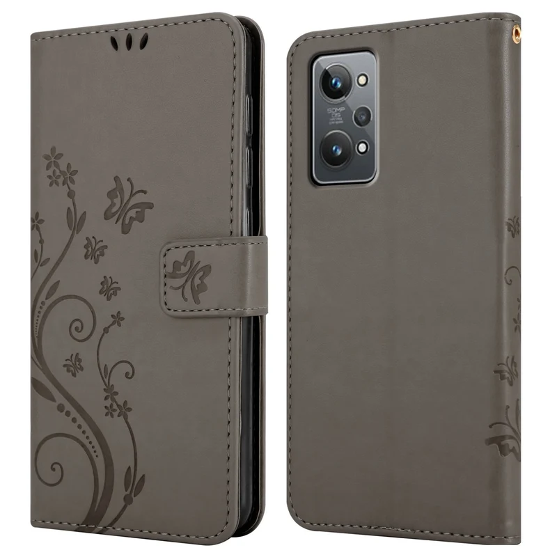 Cadorabo Hülle kompatibel mit Realme GT 2 / GT Neo 2 / GT Neo 3T Schutzhülle im Blumen Design mit Magnetverschluss, Standfunktion und Kartenfächern