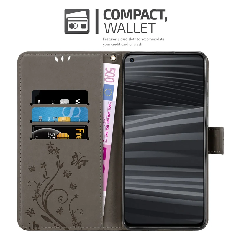 Cadorabo Hülle kompatibel mit Realme GT 2 / GT Neo 2 / GT Neo 3T Schutzhülle im Blumen Design mit Magnetverschluss, Standfunktion und Kartenfächern