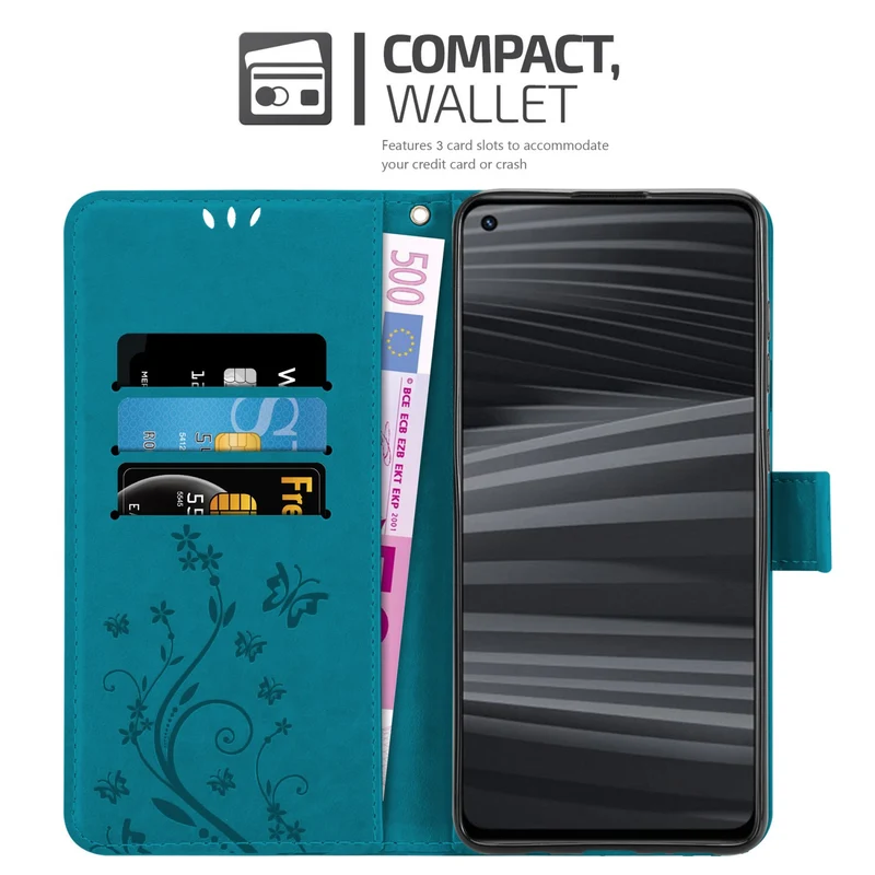 Cadorabo Hülle kompatibel mit Realme GT 2 / GT Neo 2 / GT Neo 3T Schutzhülle im Blumen Design mit Magnetverschluss, Standfunktion und Kartenfächern