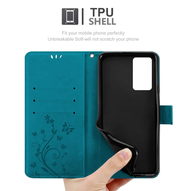 Cadorabo Hülle kompatibel mit Realme GT 2 / GT Neo 2 / GT Neo 3T Schutzhülle im Blumen Design mit Magnetverschluss, Standfunktion und Kartenfächern
