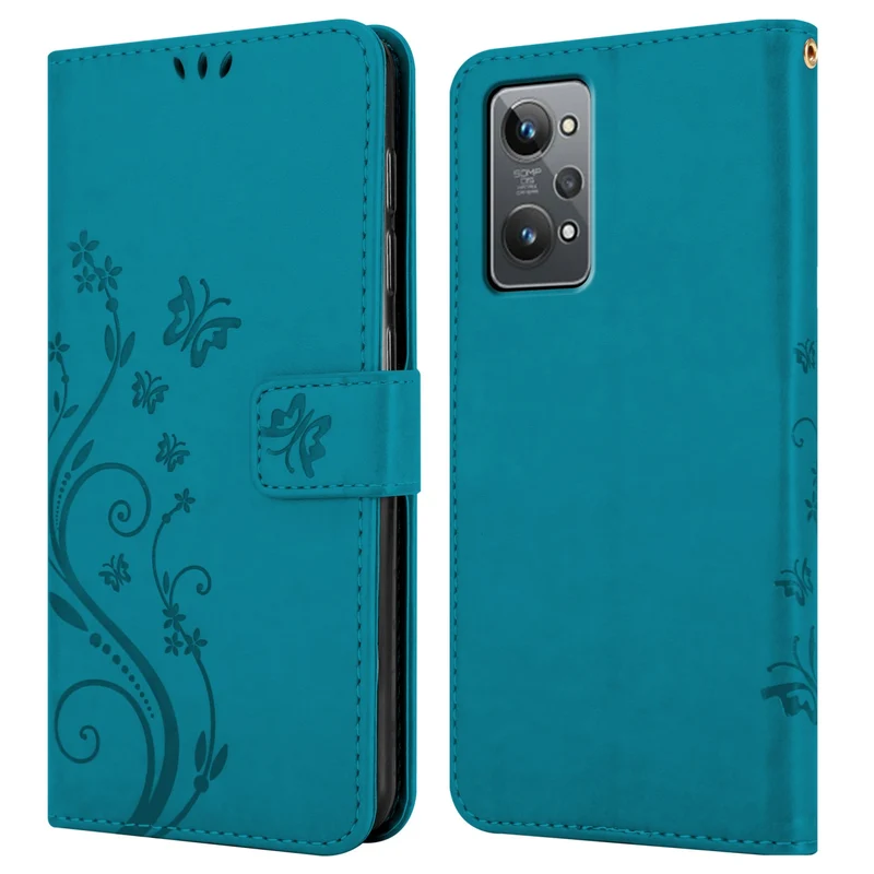 Cadorabo Hülle kompatibel mit Realme GT 2 / GT Neo 2 / GT Neo 3T Schutzhülle im Blumen Design mit Magnetverschluss, Standfunktion und Kartenfächern