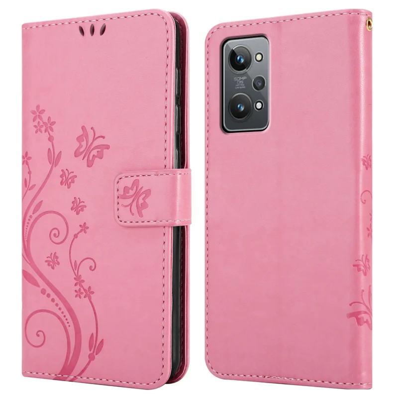 Cadorabo Hülle kompatibel mit Realme GT 2 / GT Neo 2 / GT Neo 3T Schutzhülle im Blumen Design mit Magnetverschluss, Standfunktion und Kartenfächern
