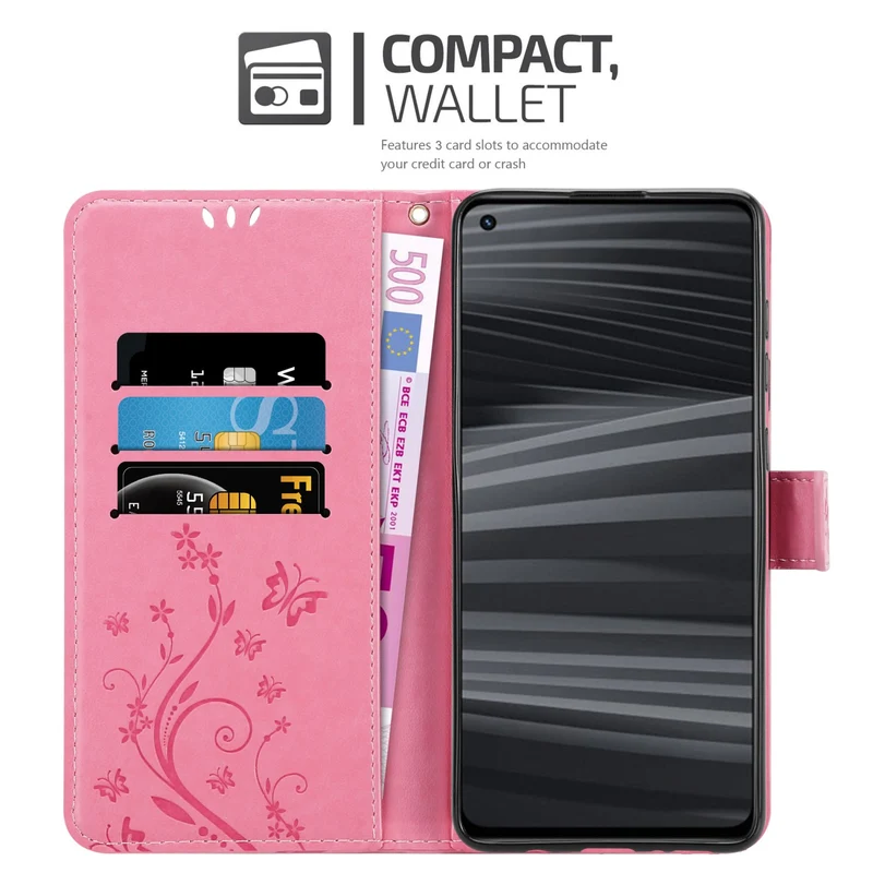 Cadorabo Hülle kompatibel mit Realme GT 2 / GT Neo 2 / GT Neo 3T Schutzhülle im Blumen Design mit Magnetverschluss, Standfunktion und Kartenfächern