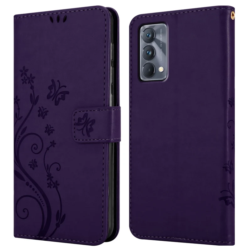 Cadorabo Hülle kompatibel mit Realme GT Master Schutzhülle im Blumen Design mit Magnetverschluss, Standfunktion und Kartenfächern