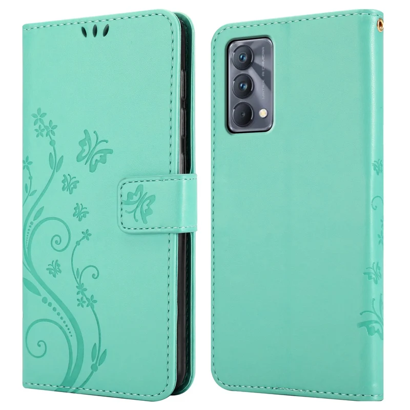 Cadorabo Hülle kompatibel mit Realme GT Master Schutzhülle im Blumen Design mit Magnetverschluss, Standfunktion und Kartenfächern