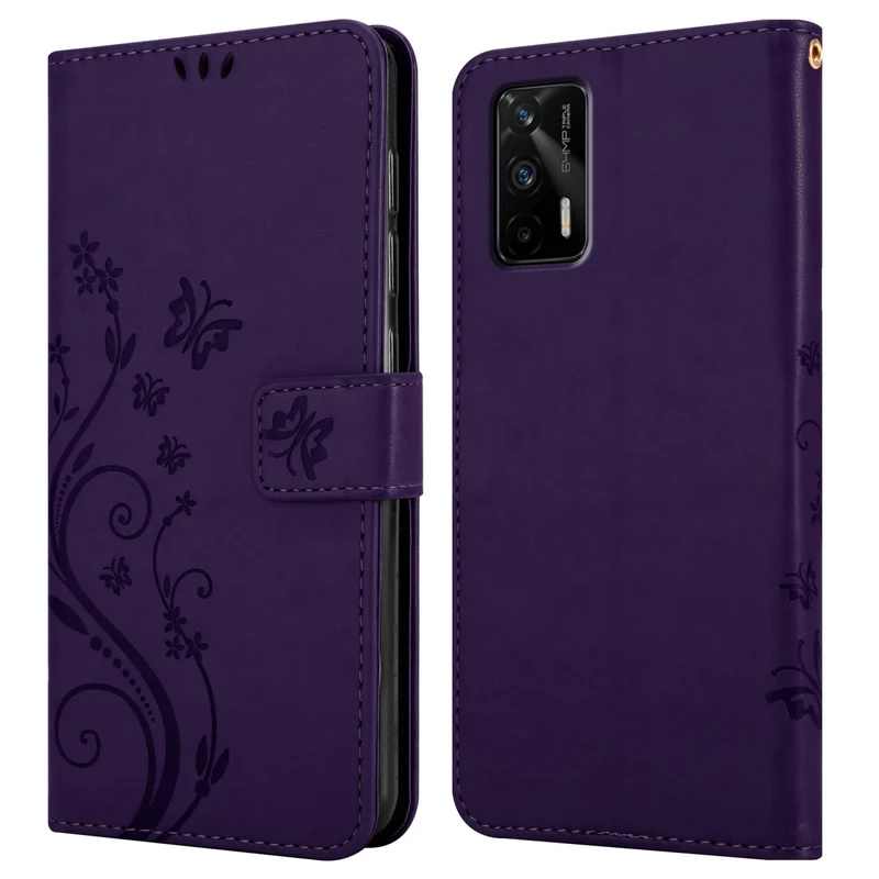 Cadorabo Hülle kompatibel mit Realme GT / GT Neo 2T / Q3 PRO Schutzhülle im Blumen Design mit Magnetverschluss, Standfunktion und Kartenfächern