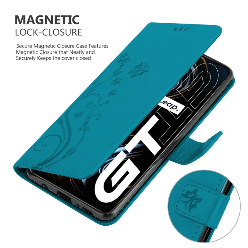 Cadorabo Hülle kompatibel mit Realme GT / GT Neo 2T / Q3 PRO Schutzhülle im Blumen Design mit Magnetverschluss, Standfunktion und Kartenfächern
