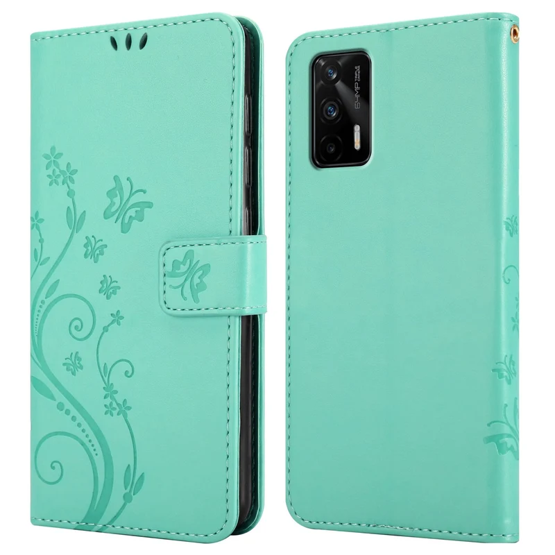 Cadorabo Hülle kompatibel mit Realme GT / GT Neo 2T / Q3 PRO Schutzhülle im Blumen Design mit Magnetverschluss, Standfunktion und Kartenfächern