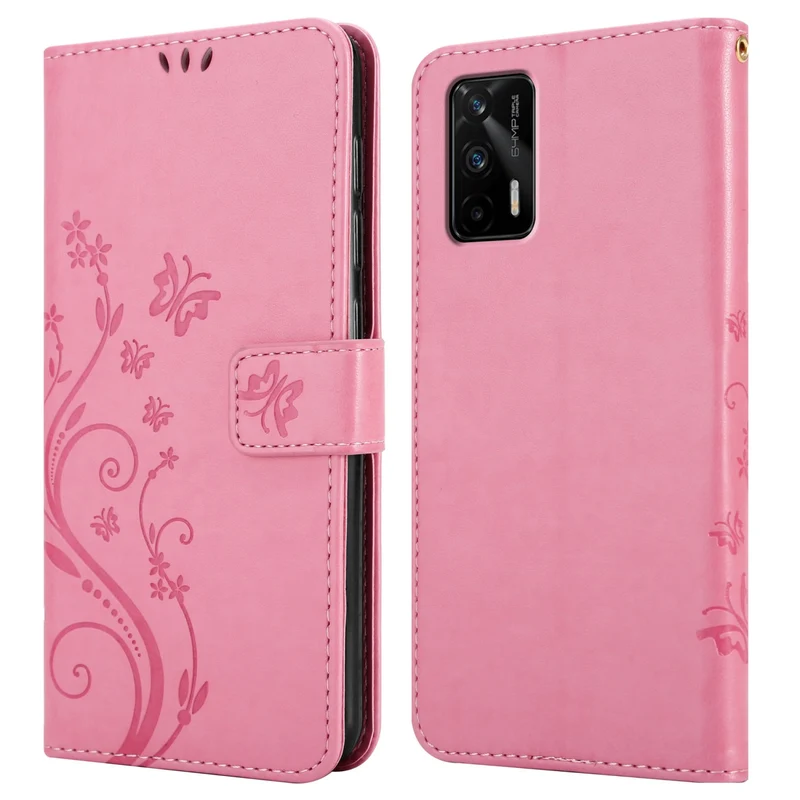 Cadorabo Hülle kompatibel mit Realme GT / GT Neo 2T / Q3 PRO Schutzhülle im Blumen Design mit Magnetverschluss, Standfunktion und Kartenfächern