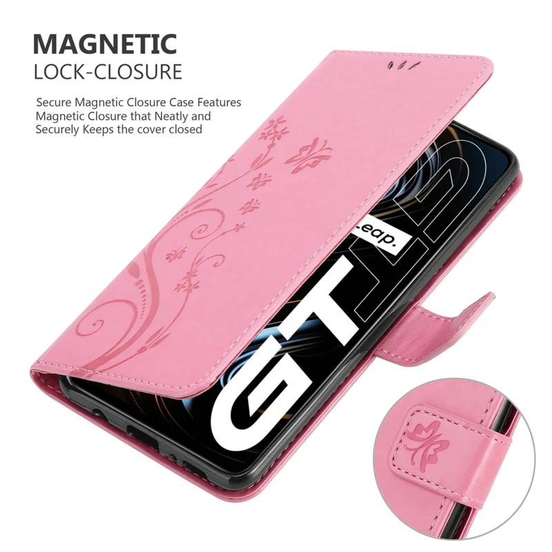 Cadorabo Hülle kompatibel mit Realme GT / GT Neo 2T / Q3 PRO Schutzhülle im Blumen Design mit Magnetverschluss, Standfunktion und Kartenfächern