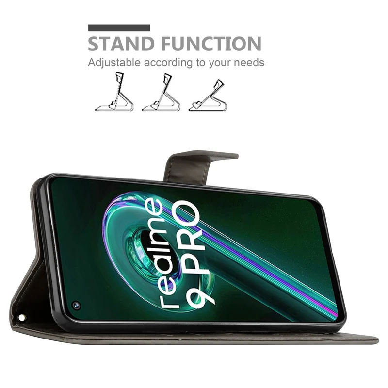 Cadorabo Hülle kompatibel mit Realme 9 5G / 9 PRO / V25 / Q5 / OnePlus Nord CE 2 LITE 5G Schutzhülle im Blumen Design mit Magnetverschluss, Standfunktion und Kartenfächern