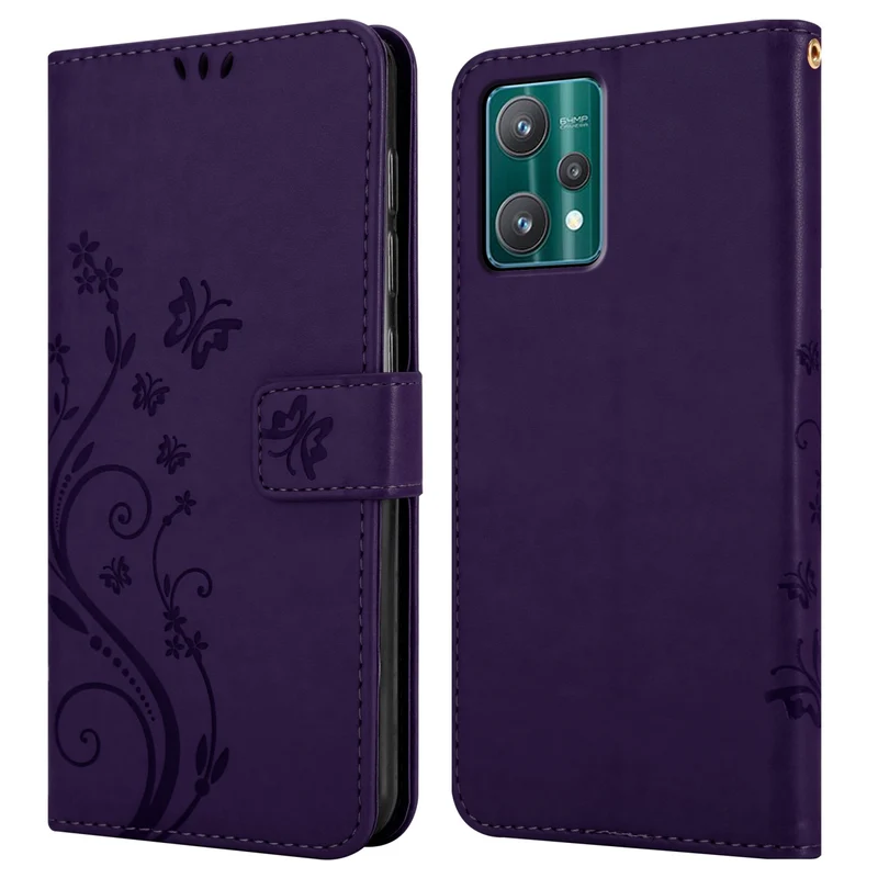 Cadorabo Hülle kompatibel mit Realme 9 5G / 9 PRO / V25 / Q5 / OnePlus Nord CE 2 LITE 5G Schutzhülle im Blumen Design mit Magnetverschluss, Standfunktion und Kartenfächern