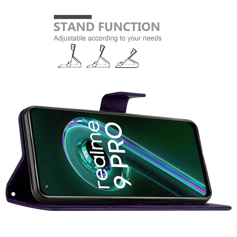 Cadorabo Hülle kompatibel mit Realme 9 5G / 9 PRO / V25 / Q5 / OnePlus Nord CE 2 LITE 5G Schutzhülle im Blumen Design mit Magnetverschluss, Standfunktion und Kartenfächern