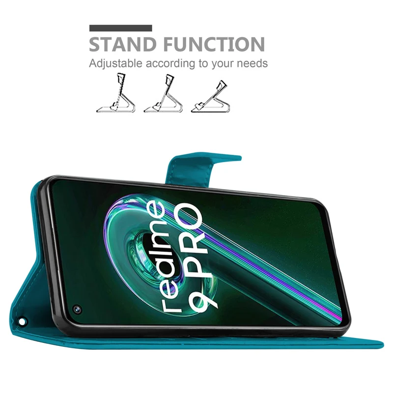 Cadorabo Hülle kompatibel mit Realme 9 5G / 9 PRO / V25 / Q5 / OnePlus Nord CE 2 LITE 5G Schutzhülle im Blumen Design mit Magnetverschluss, Standfunktion und Kartenfächern