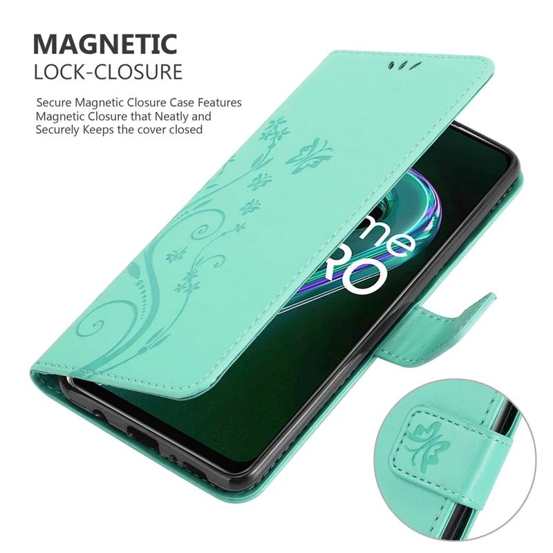 Cadorabo Hülle kompatibel mit Realme 9 5G / 9 PRO / V25 / Q5 / OnePlus Nord CE 2 LITE 5G Schutzhülle im Blumen Design mit Magnetverschluss, Standfunktion und Kartenfächern