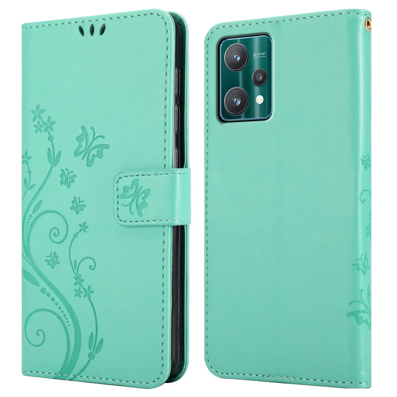 Cadorabo Hülle kompatibel mit Realme 9 5G / 9 PRO / V25 / Q5 / OnePlus Nord CE 2 LITE 5G Schutzhülle im Blumen Design mit Magnetverschluss, Standfunktion und Kartenfächern