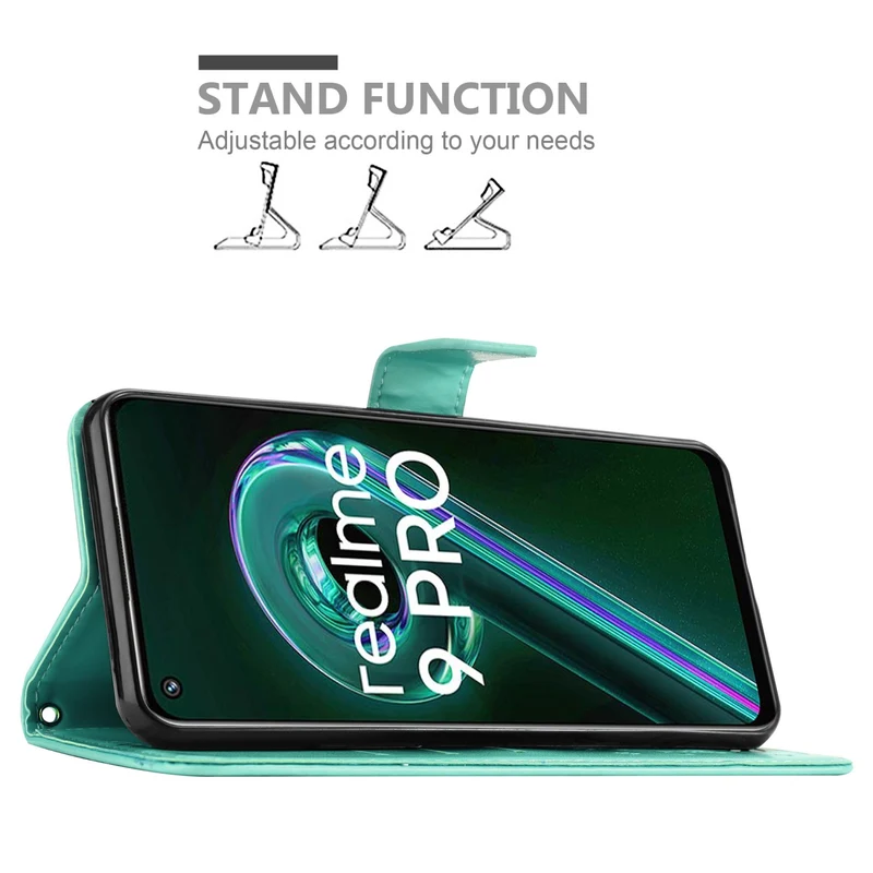 Cadorabo Hülle kompatibel mit Realme 9 5G / 9 PRO / V25 / Q5 / OnePlus Nord CE 2 LITE 5G Schutzhülle im Blumen Design mit Magnetverschluss, Standfunktion und Kartenfächern