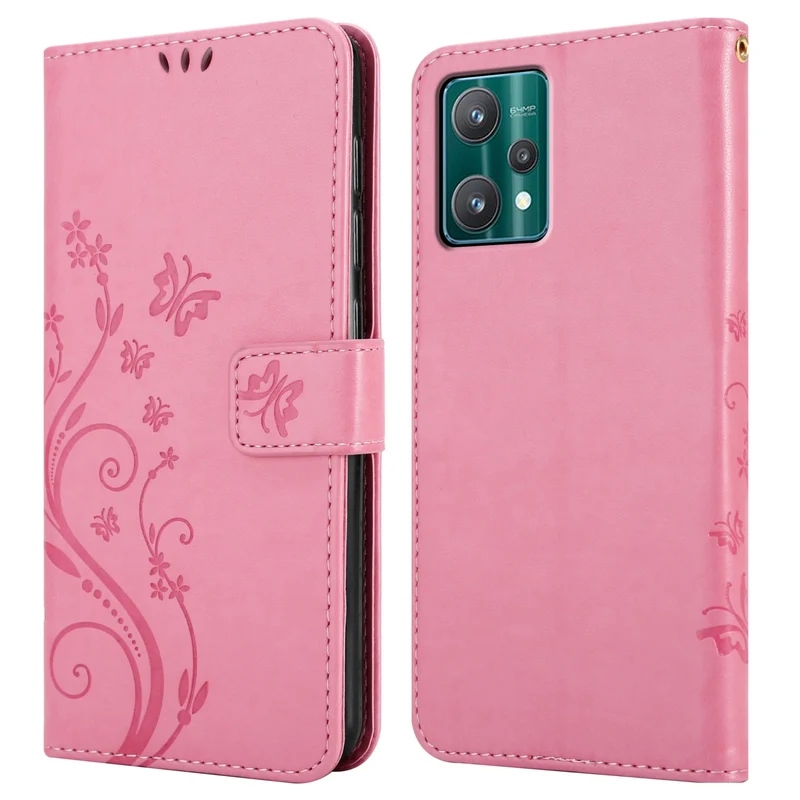 Cadorabo Hülle kompatibel mit Realme 9 5G / 9 PRO / V25 / Q5 / OnePlus Nord CE 2 LITE 5G Schutzhülle im Blumen Design mit Magnetverschluss, Standfunktion und Kartenfächern