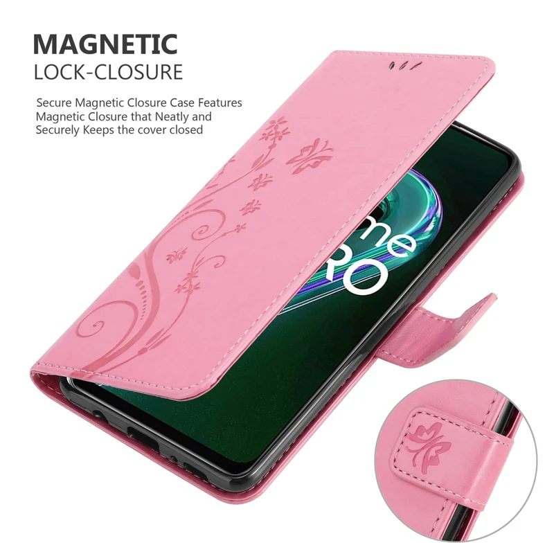 Cadorabo Hülle kompatibel mit Realme 9 5G / 9 PRO / V25 / Q5 / OnePlus Nord CE 2 LITE 5G Schutzhülle im Blumen Design mit Magnetverschluss, Standfunktion und Kartenfächern