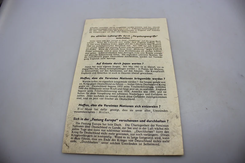Flugblatt der Alliierten zur Anti-Nazi-Propaganda im Zweiten Weltkrieg