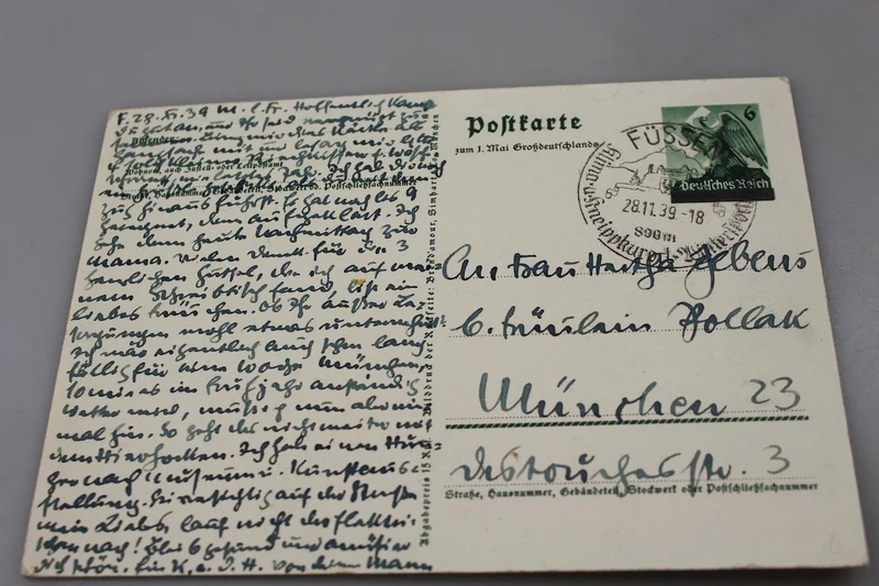 Postkarte 1. Oktober 1938