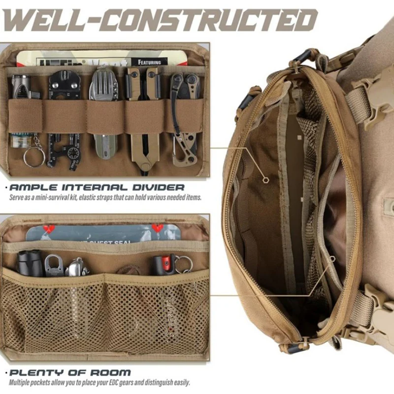 Modularer Bushcraft Chest Rig – Kompakte Survival Weste mit Hauptfach, PALS-Lasercut & EDC-Organisation