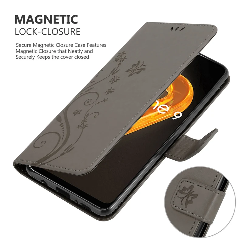 Cadorabo Hülle kompatibel mit Realme 9 4G / 9 PRO+ Schutzhülle im Blumen Design mit Magnetverschluss, Standfunktion und Kartenfächern