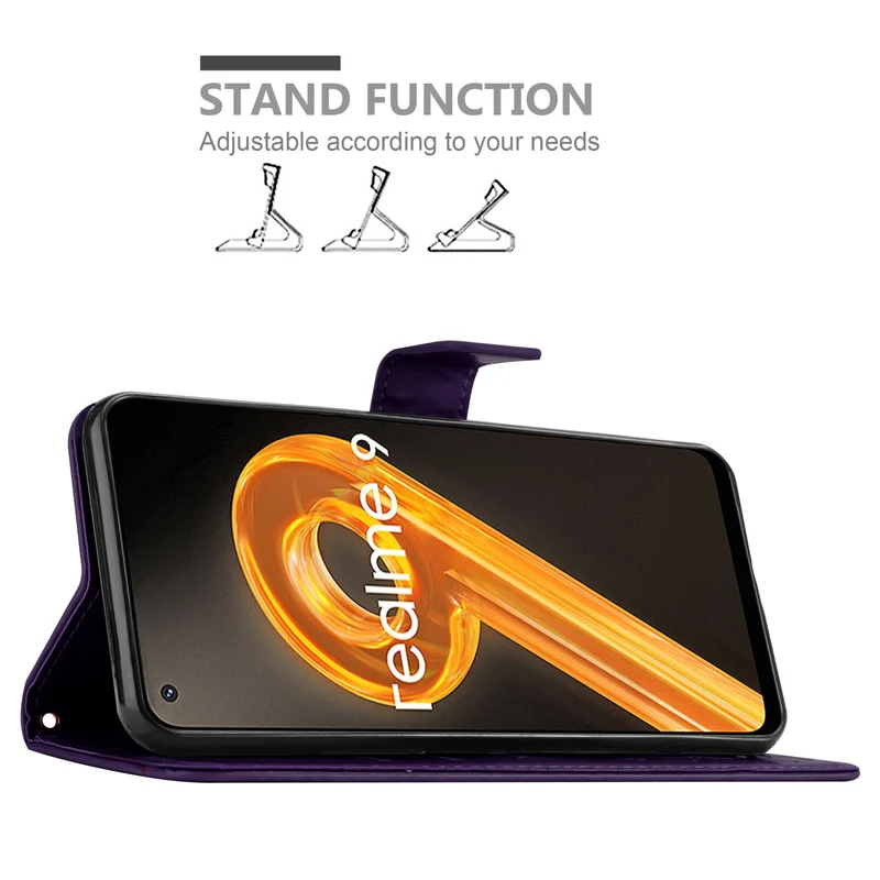 Cadorabo Hülle kompatibel mit Realme 9 4G / 9 PRO+ Schutzhülle im Blumen Design mit Magnetverschluss, Standfunktion und Kartenfächern