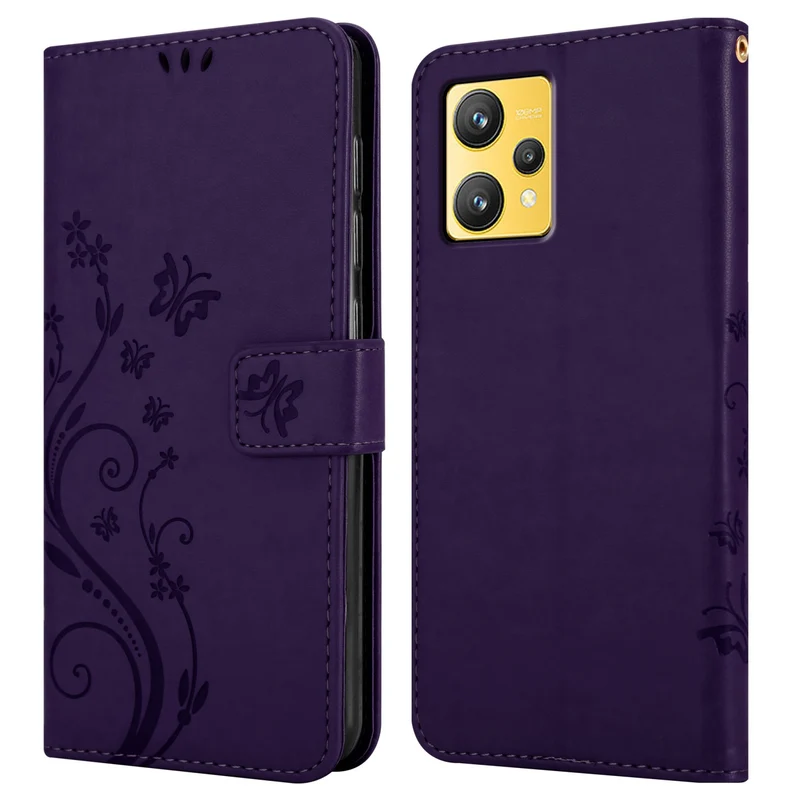 Cadorabo Hülle kompatibel mit Realme 9 4G / 9 PRO+ Schutzhülle im Blumen Design mit Magnetverschluss, Standfunktion und Kartenfächern