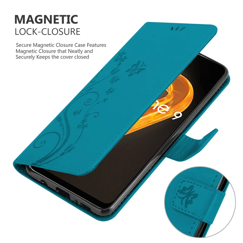 Cadorabo Hülle kompatibel mit Realme 9 4G / 9 PRO+ Schutzhülle im Blumen Design mit Magnetverschluss, Standfunktion und Kartenfächern