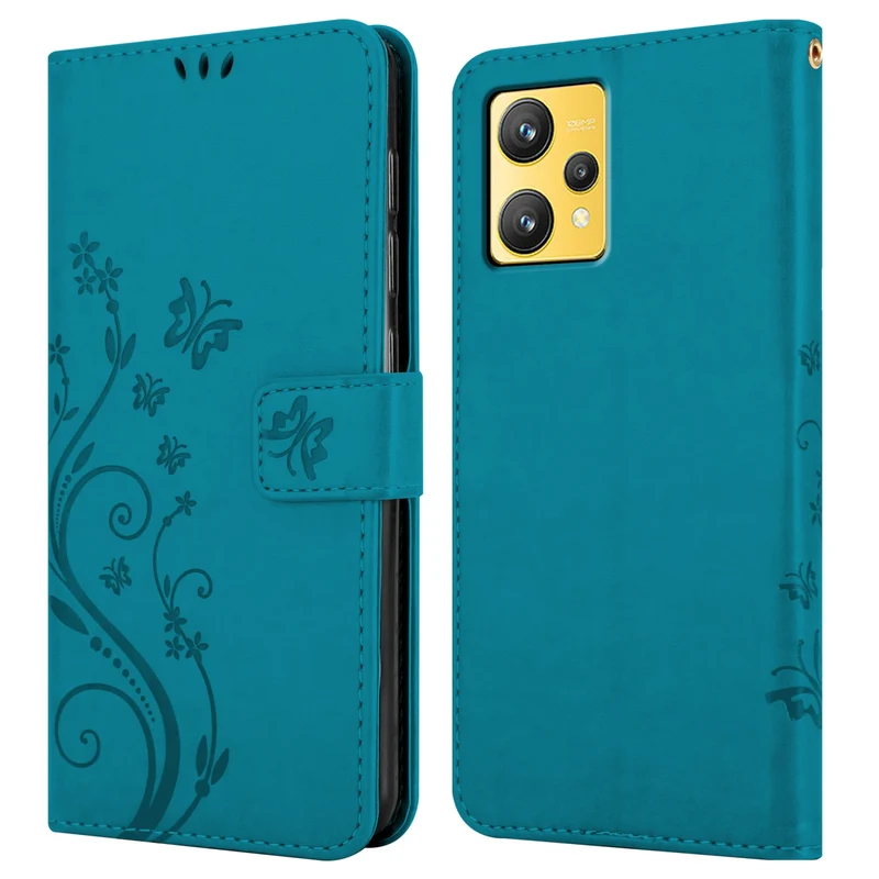 Cadorabo Hülle kompatibel mit Realme 9 4G / 9 PRO+ Schutzhülle im Blumen Design mit Magnetverschluss, Standfunktion und Kartenfächern