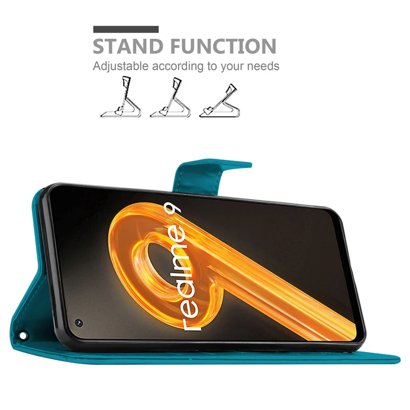 Cadorabo Hülle kompatibel mit Realme 9 4G / 9 PRO+ Schutzhülle im Blumen Design mit Magnetverschluss, Standfunktion und Kartenfächern