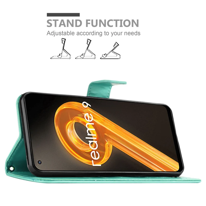 Cadorabo Hülle kompatibel mit Realme 9 4G / 9 PRO+ Schutzhülle im Blumen Design mit Magnetverschluss, Standfunktion und Kartenfächern