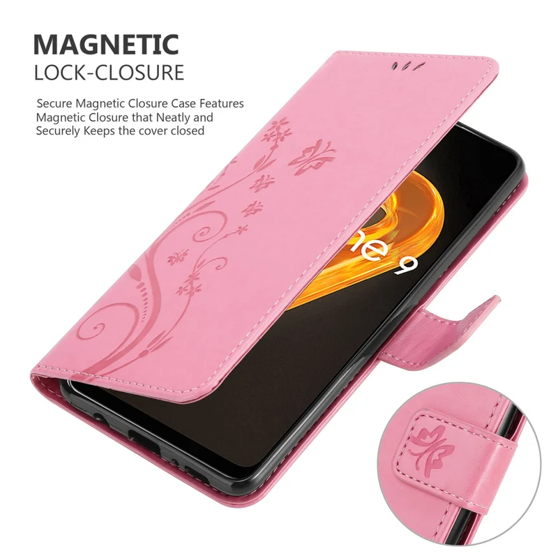 Cadorabo Hülle kompatibel mit Realme 9 4G / 9 PRO+ Schutzhülle im Blumen Design mit Magnetverschluss, Standfunktion und Kartenfächern