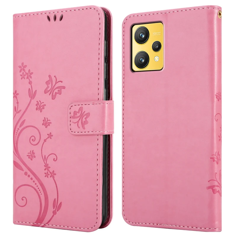 Cadorabo Hülle kompatibel mit Realme 9 4G / 9 PRO+ Schutzhülle im Blumen Design mit Magnetverschluss, Standfunktion und Kartenfächern