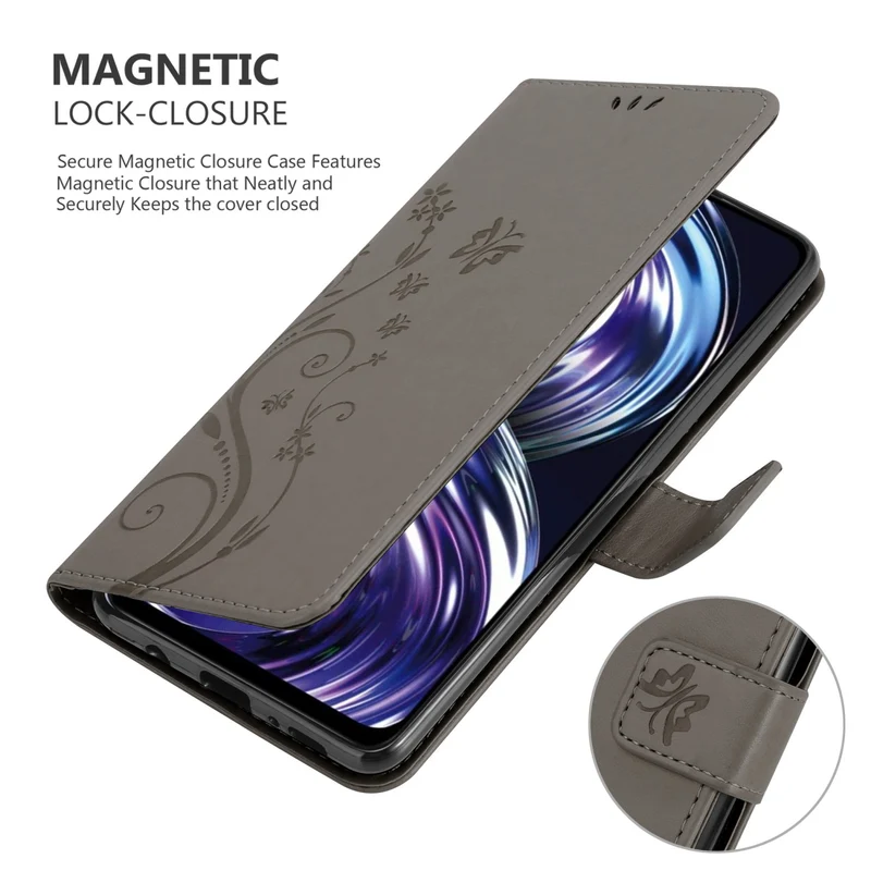Cadorabo Hülle kompatibel mit Realme 8i / Narzo 50 4G Schutzhülle im Blumen Design mit Magnetverschluss, Standfunktion und Kartenfächern
