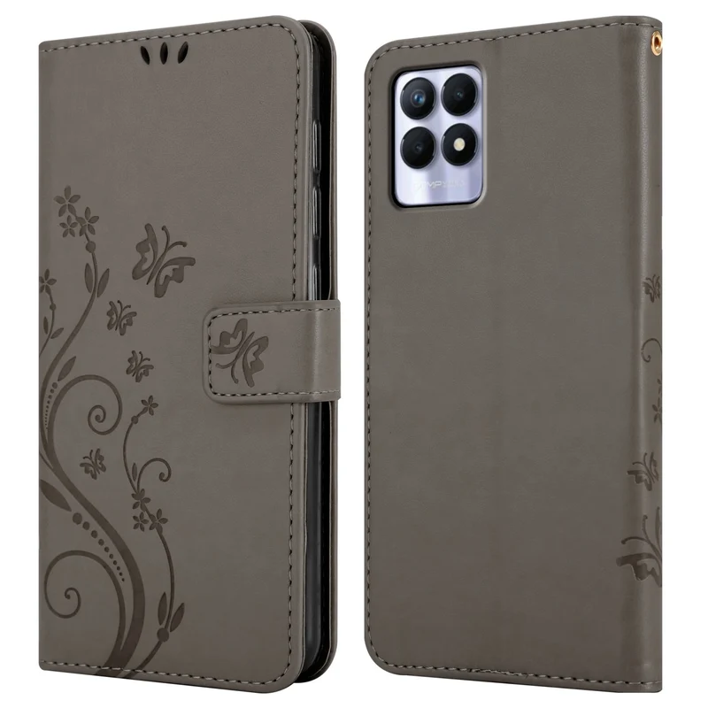 Cadorabo Hülle kompatibel mit Realme 8i / Narzo 50 4G Schutzhülle im Blumen Design mit Magnetverschluss, Standfunktion und Kartenfächern