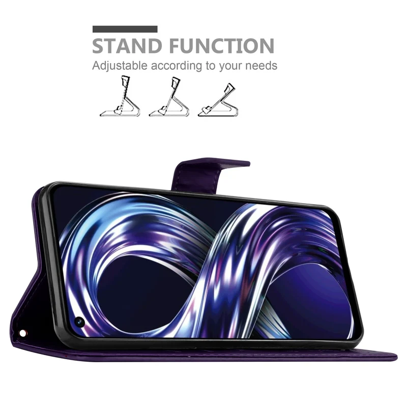 Cadorabo Hülle kompatibel mit Realme 8i / Narzo 50 4G Schutzhülle im Blumen Design mit Magnetverschluss, Standfunktion und Kartenfächern