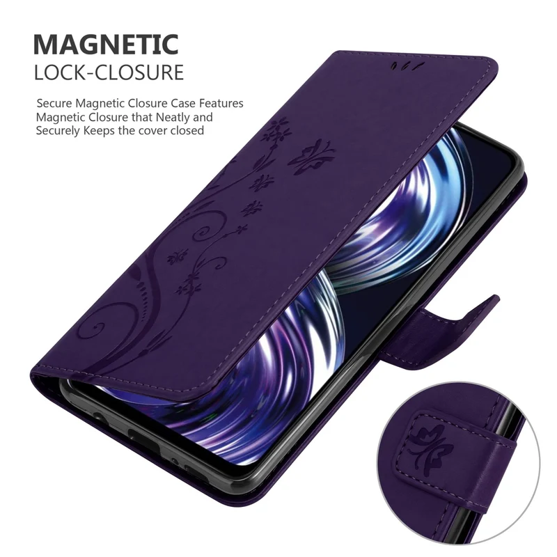 Cadorabo Hülle kompatibel mit Realme 8i / Narzo 50 4G Schutzhülle im Blumen Design mit Magnetverschluss, Standfunktion und Kartenfächern