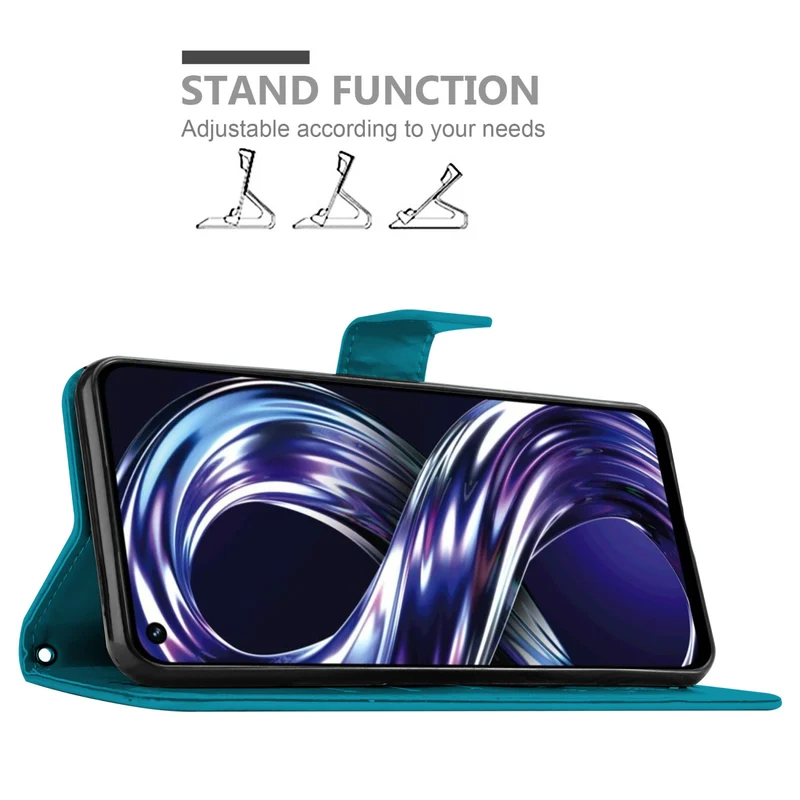 Cadorabo Hülle kompatibel mit Realme 8i / Narzo 50 4G Schutzhülle im Blumen Design mit Magnetverschluss, Standfunktion und Kartenfächern