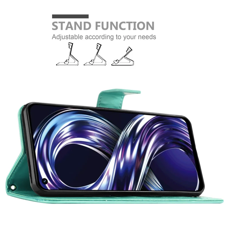 Cadorabo Hülle kompatibel mit Realme 8i / Narzo 50 4G Schutzhülle im Blumen Design mit Magnetverschluss, Standfunktion und Kartenfächern
