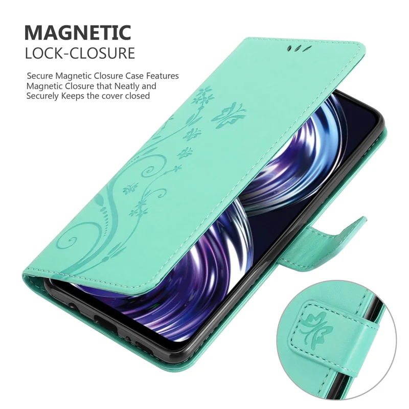 Cadorabo Hülle kompatibel mit Realme 8i / Narzo 50 4G Schutzhülle im Blumen Design mit Magnetverschluss, Standfunktion und Kartenfächern