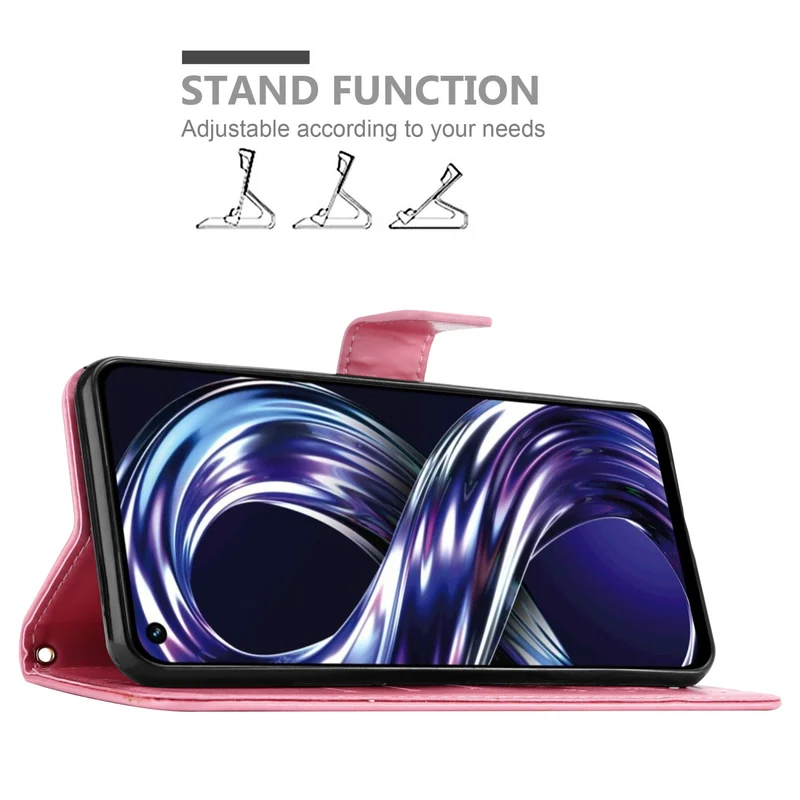 Cadorabo Hülle kompatibel mit Realme 8i / Narzo 50 4G Schutzhülle im Blumen Design mit Magnetverschluss, Standfunktion und Kartenfächern