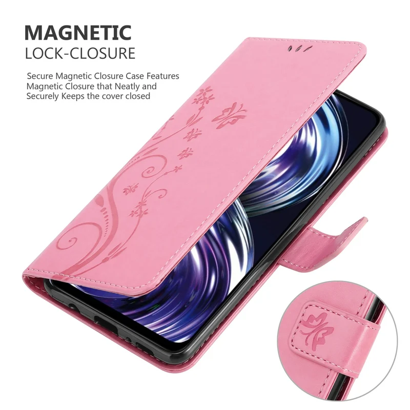Cadorabo Hülle kompatibel mit Realme 8i / Narzo 50 4G Schutzhülle im Blumen Design mit Magnetverschluss, Standfunktion und Kartenfächern