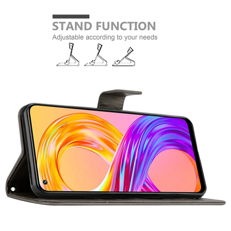 Cadorabo Hülle kompatibel mit Realme 8 4G / 8 PRO Schutzhülle im Blumen Design mit Magnetverschluss, Standfunktion und Kartenfächern