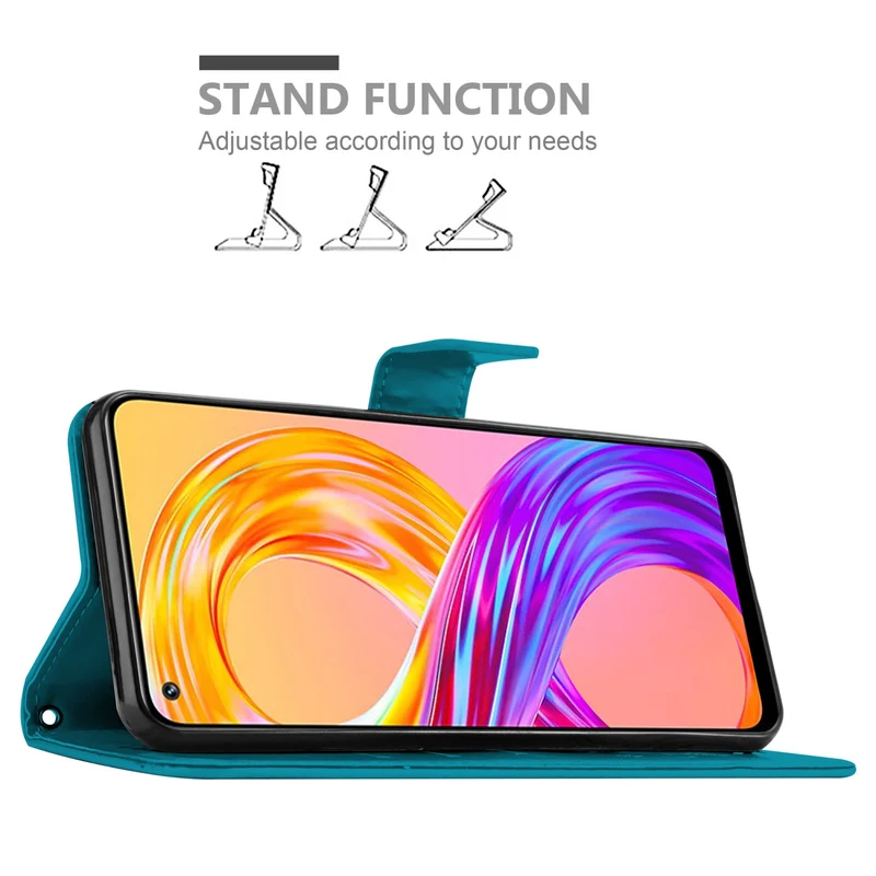 Cadorabo Hülle kompatibel mit Realme 8 4G / 8 PRO Schutzhülle im Blumen Design mit Magnetverschluss, Standfunktion und Kartenfächern