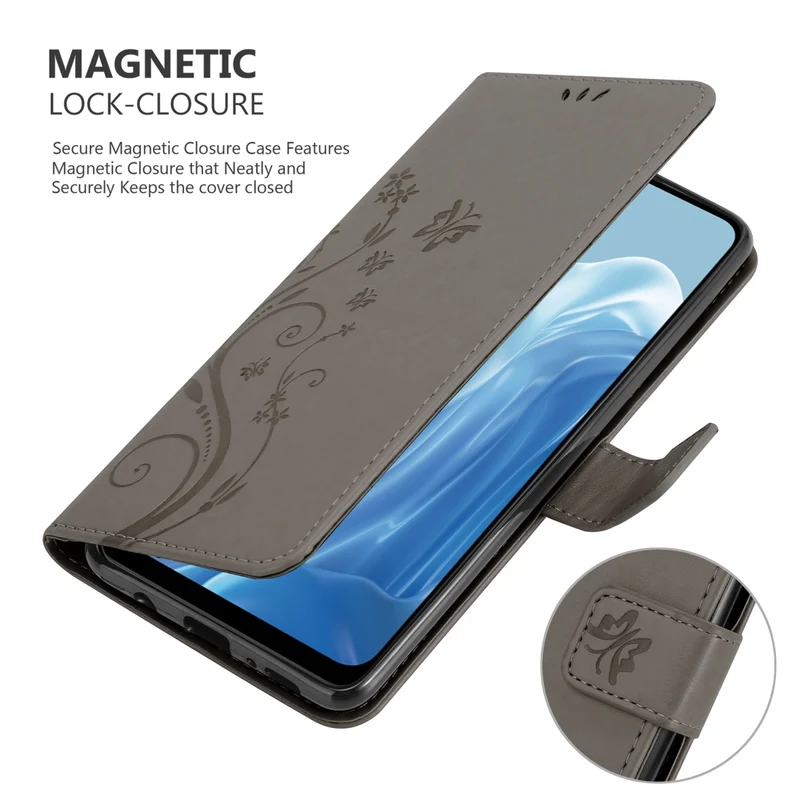Cadorabo Hülle kompatibel mit Realme 7 5G Schutzhülle im Blumen Design mit Magnetverschluss, Standfunktion und Kartenfächern